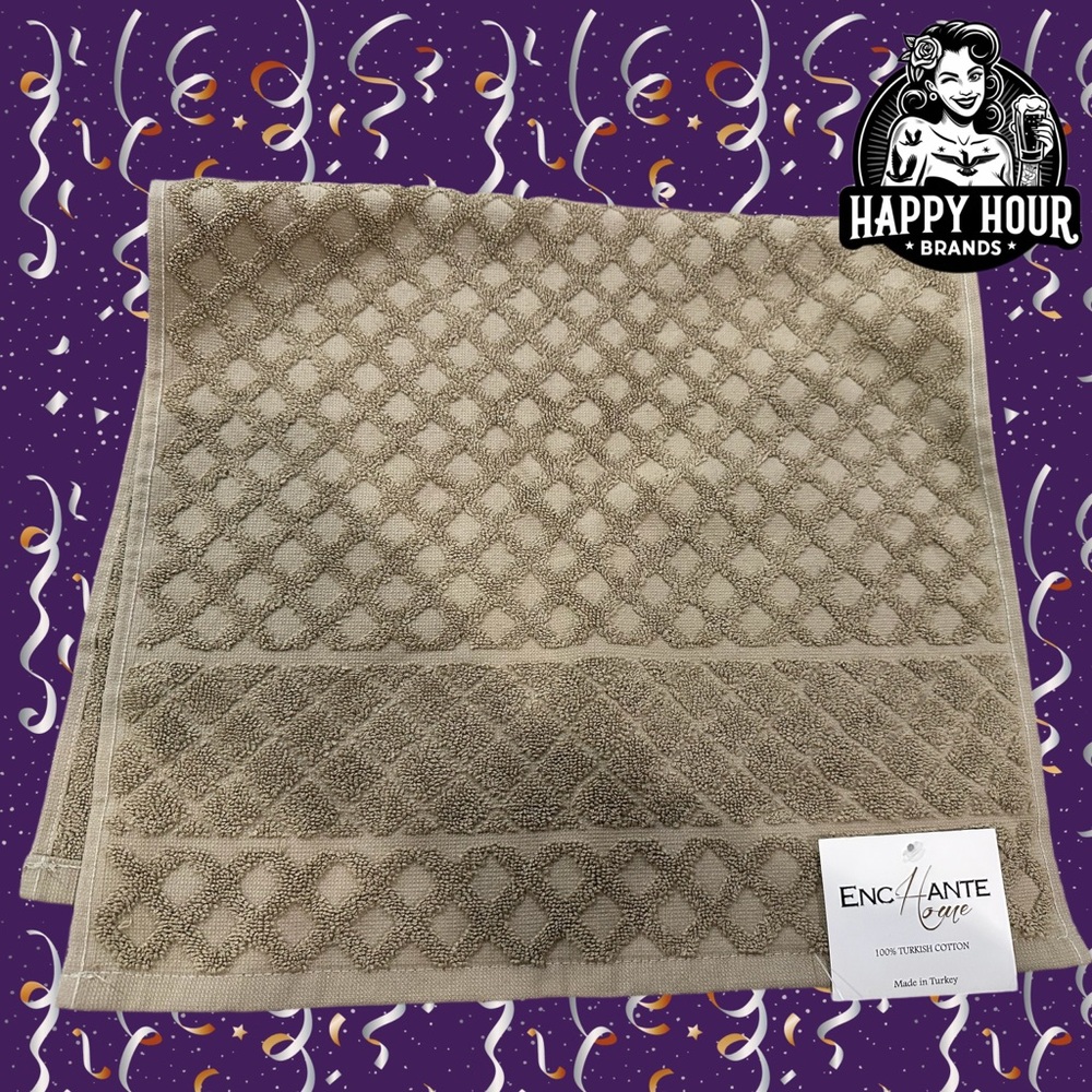 NEW Enchante Home 100% Turkish Zero-Twist Cotton Hand Towels Tan 16"x28"